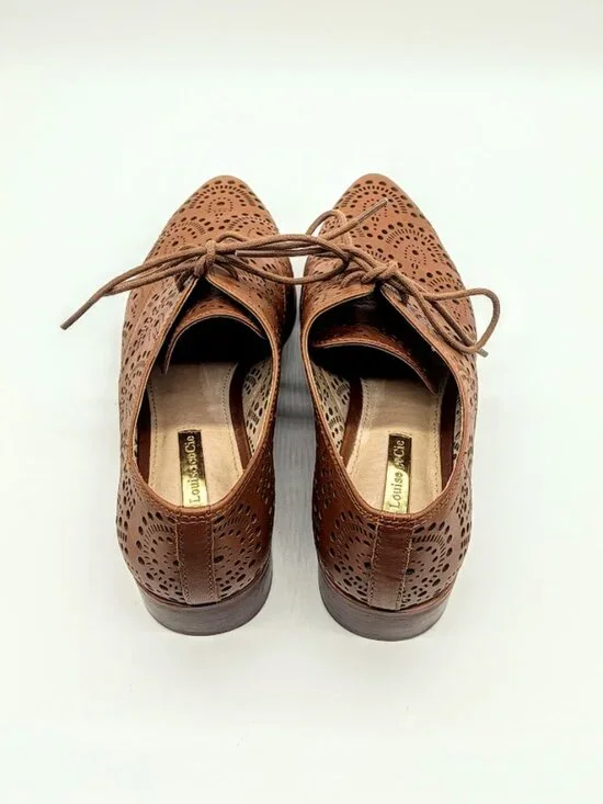 Louise et Cie Annacis Perforated Oxford Brown Leather Laser Cut Loafers - Picture 5 of 8